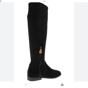 Black Women's Knee-High Suede Boots with Side Zipper